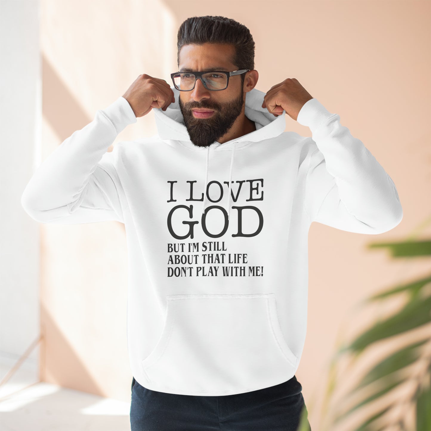 I LOVE GOD BUTThree-Panel Fleece Hoodie