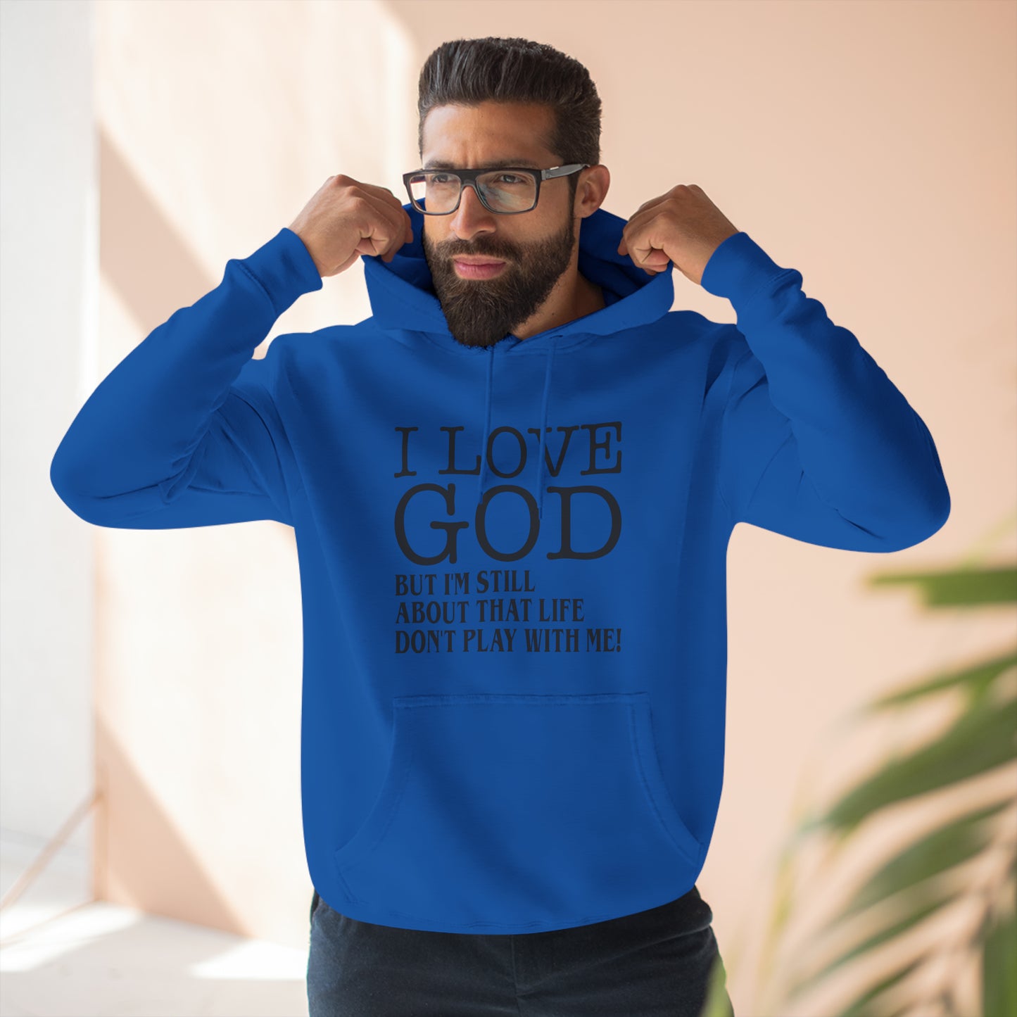 I LOVE GOD BUTThree-Panel Fleece Hoodie